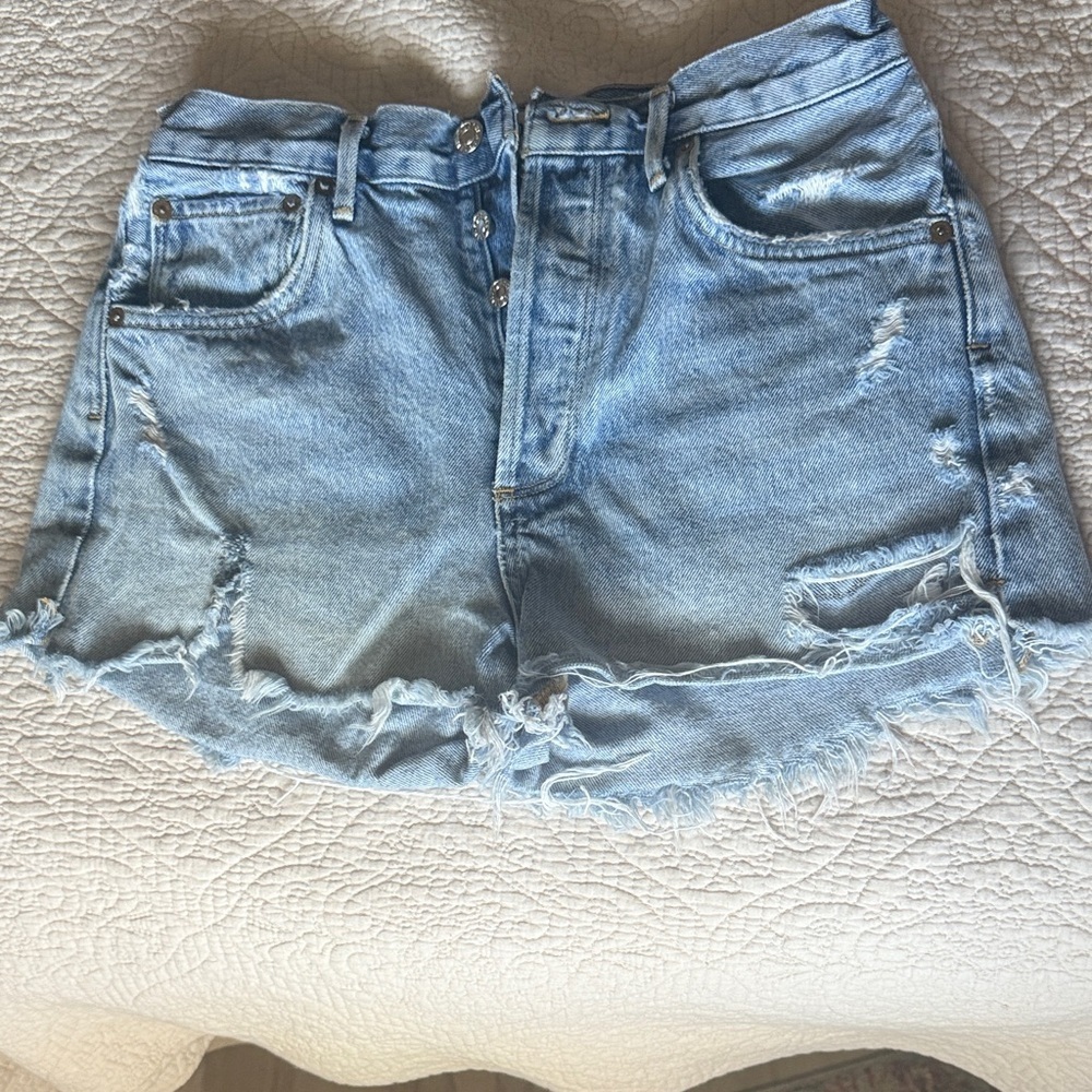 Agolde Distressed Denim Shorts size 27